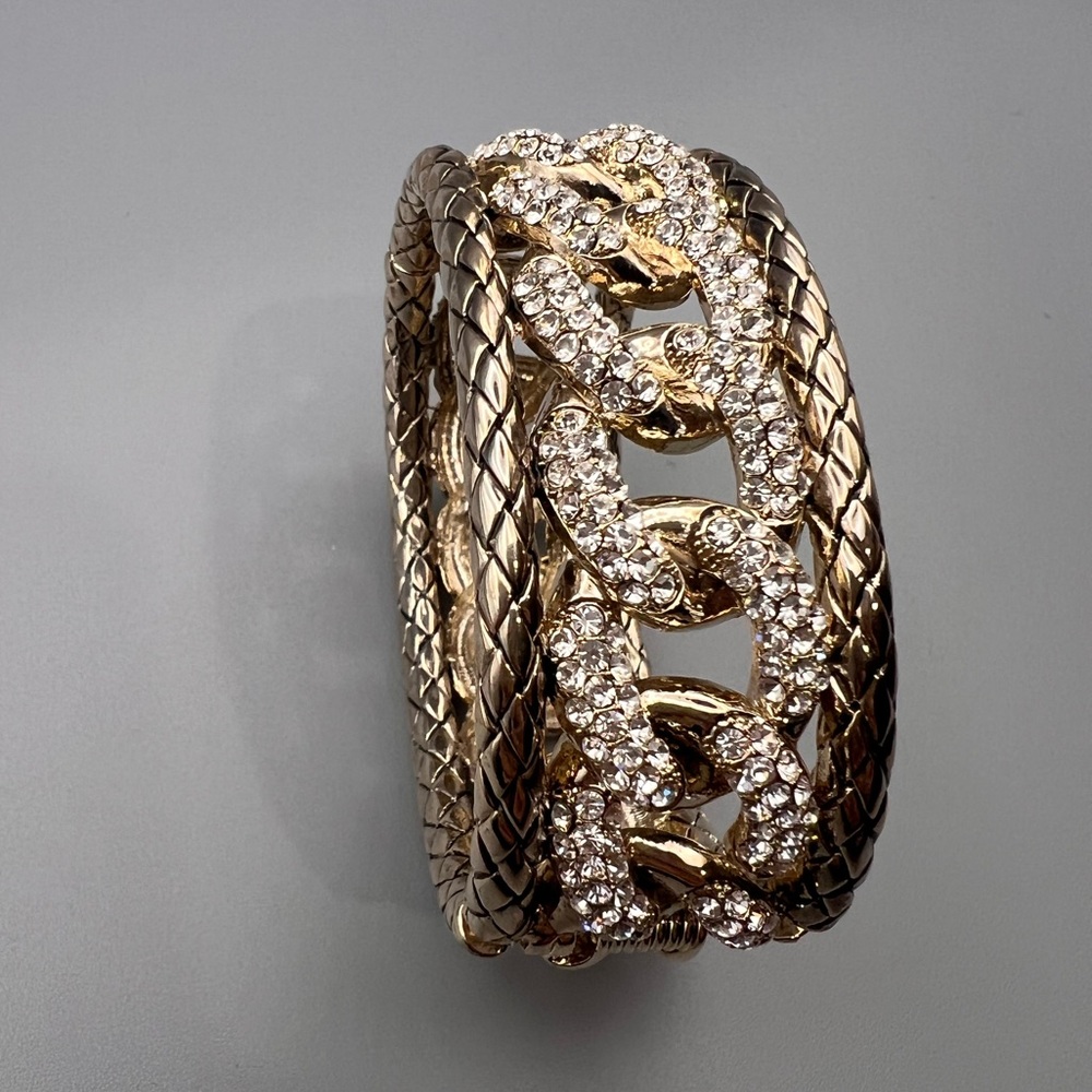 Cara New York Gold-Tone Rhinestone Chain Statement Cuff Bracelet — NWT No Tags